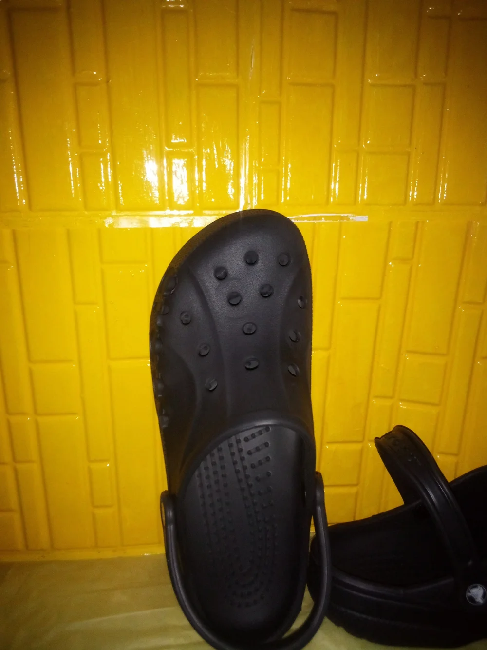 CROCS Black Classic Clog Worn